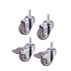Screw Type Caster Caster M6 Screw with Brake, Set of