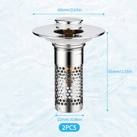 2 Pieces of Bathroom Sink Drain Strainer, Sink Stopper Bathroom Drain, Insect-Proof and Odor-Proof, Not Easy to Rust, Effectively Prevent Hair from Clogging The Sewer