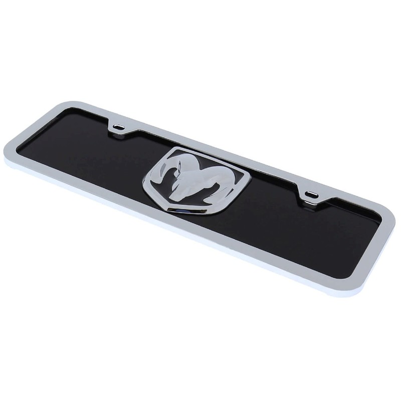 Dodge Ram Black and Chrome Plastic License Plate Frame -