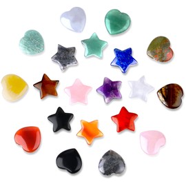QINJIEJIE Gemstones for Children Small Lucky Stones Gifts Star and Heart Gemstones Children Crystals Healing Stones Colourful Stars Stones Crystal Gemstone Lucky Charm