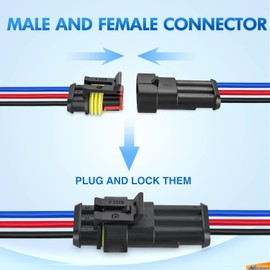 Nilight 3Pin Electrical Wire Connectors Male and Female Plug Socket Quick Disconnect Waterproof Plug and Play Wire Terminals for Automotive Cars Trucks Motorcycles Marine Boats, 2 Years Warranty
