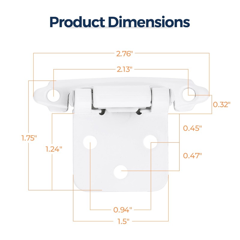 Home Expert 20 Pack (10 Pairs) White Cabinet Hinges for