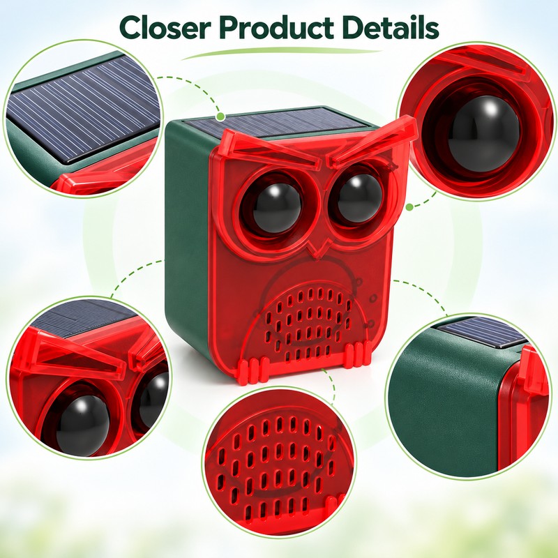 Solar Motion Sensor Alarm with Dog Barking & Gunshot Sounds