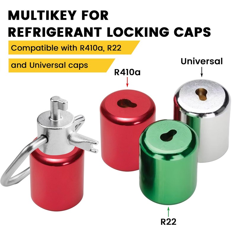 HONSNKS 1Pcs HVAC Tools Refrigerant Locking Cap Key, Universal Triple
