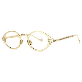 VOOGLAM Retro Round Blue Light Blocking Glasses for Women Men Anti Eyestrain UV Eyewear Gold Callum