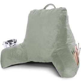 Clara Clark Reading Pillow with Shredded Memory Foam for Sitting Up in Bed and Couch, Back and Arms Adjustable Support for Adults & Teens Backrest Pillows for Reading, with Washable Cover Sage Green