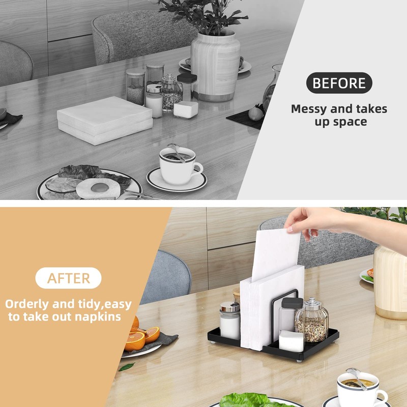 Napkin Holder for Table, Metal Napkin Holder with Salt and