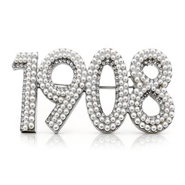 1908 Number Brooch Pin Pearl Rhinestone Brooch for Sorority Events Graduation Wedding Vintage Style Lapel Accessory for Women Dress Sweater Scarf Gift Suit Jacket Blazer Shawl Ceremony