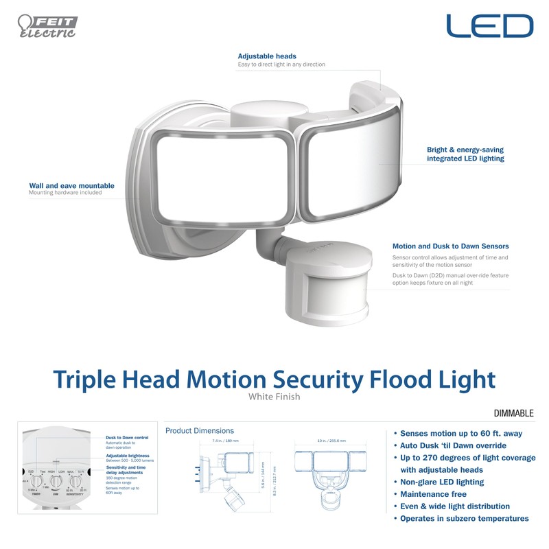 Feit Electric LED Security Light with Motion Sensor, Outdoor 46W