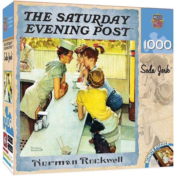 MasterPieces Saturday Evening Post Jigsaw Puzzle, Norman Rockwell Soda Jerk Collage, 1000 Pieces