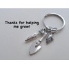 Gardening Keychain Gift, Shovel Corn & Carrot Charm - Thanks