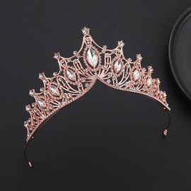 Jascatin Tiara Wedding Crowns for Women Rhinestone Queen Princess Crown Birthday Tiara Headbands for Prom Bridal Party Costume, Alloy, Rhinestone
