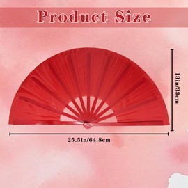 dmjuncong 13inch Large Folding Hand Rave Fan,Clack Handheld Popping Fan Clacking Fans for Line Dancing,Music Festivals,Carnival,Wedding,Home Decoration and Cooling in Various Occasions. (Red)