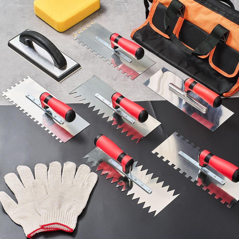 SiliFine 12 Pcs Tile Trowel Tools Set, Include 6 Stainless
