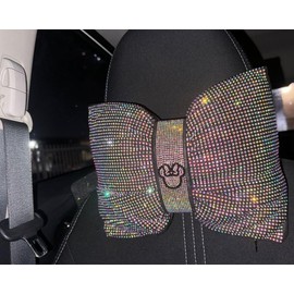 Bling Steering Wheel Cover with Sparkly Diamond Rhinestones, Gorgeous Accessory with Anti Slip Lining Ultra Bling Especially Shiny Mouse Diamond Universal (Headrest Colorful)