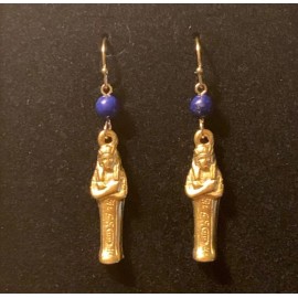 Lapis Egyptian Mummy Earrings with Lapis Bead - Egyptian Collection