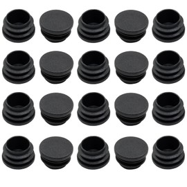 Kyuionty 20 Pack 1-1/8" Round Black PE Plastic Plugs for Round Tubing Post, Pipe Post, Chairs