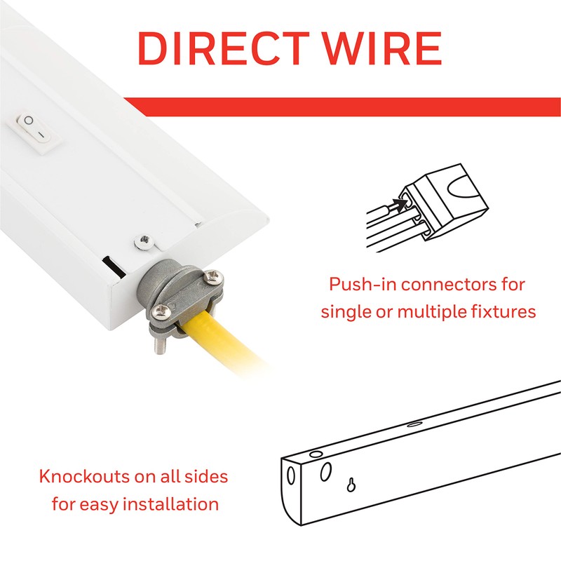 UltraPro 24 inch Hardwired Under Cabinet Lights, On/Off Only, 2700K