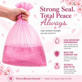 13 Gallon Trash Bags, Cherry Blossom Scented Small Garbage Bags, Bedroom Trash Can Refills, 60 Count,