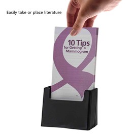 Marketing Holders Tri Fold Display 4.25”W Black Acrylic Single Pocket Countertop Brochure Holder Literature Organizer Store Business Advertising Maps Menu Pamphlets