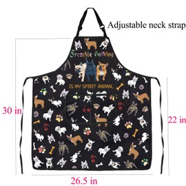 BNQL French Bulldog Apron with Pockets French Bulldog Gifts French Bulldog Is My Spirit Animal French Bulldog Cooking Apron