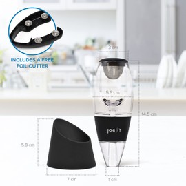 ﻿Joejis Wine Aerator with Drip Stand - Instant Wine Filter to Remove Bitter Tartrate Crystals & Oxygenise Wine in Seconds - Gift Box