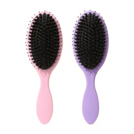 2 Pack Soft Boar Bristle Hair Brush for Women, Anti-Static Paddle Hair Extension Brush for Wet & Dry Hair, Gentle Detangling Hairbrush for Thick Curly Long Hair, Frizz-Free