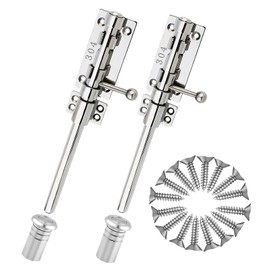 Slide Bolt Gate Latch Solid Gate Lock Heavy Duty 304 Stainless Steel Barrel Bolt Lock Security Guard Door Latches Thickened Gate Hardware with Dust Canister for Barn Fence Shed Basement