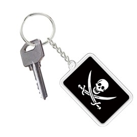 2 PCS Pirate Flag Keychain, Jolly Roger Skull Tag Keyring Key Chain for Car Motorcycle Auto