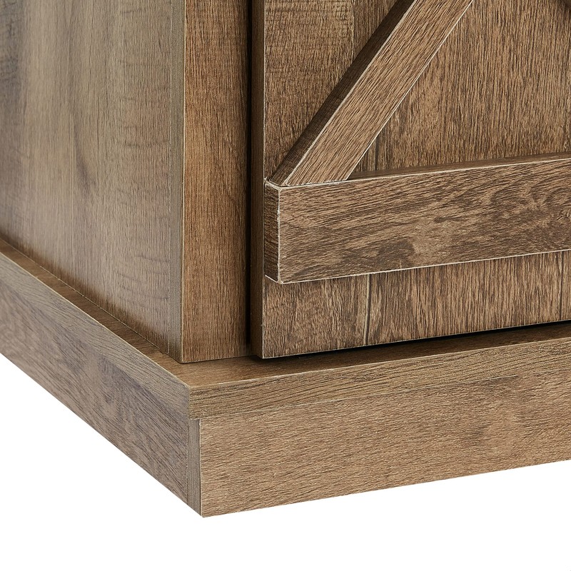 ROCKPOINT Sliding End Table with Slide Barn Door,Storage Sofa Table,Dark