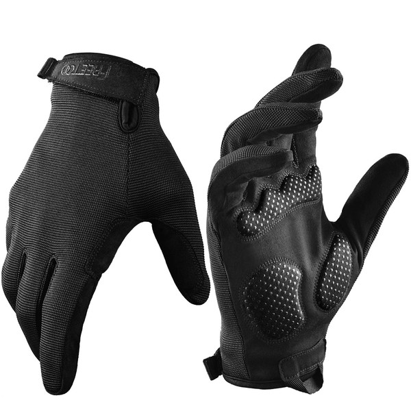 FREETOO Full-Finger Workout Gloves for Men, [Excellent Grip] [Palm Protection] Padded Weightlifting Gloves Lightweight Gym Gloves Durable Training Gloves for Exercise Fitness (NO Touch Screen)