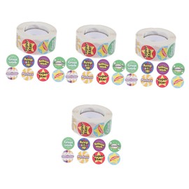 MAGICLULU 4 Rolls Emotions Stickers Boys and Girls Labels for School DIY Reward Stickers Vibrant Patterns Paper Material Teacher Tools