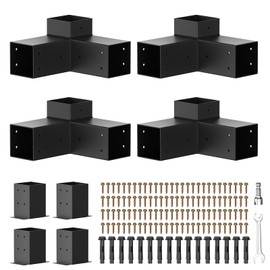 Pergola Kit, Heavy Duty 3-Way Pergola Brackets for 4"x 4" (Actual 3.5" X 3.5") Lumber, DIY Post Base Kit, Easy Installation Wooden Beams for Gazebos, Patio Pergolas, Log Cabin Outdoor