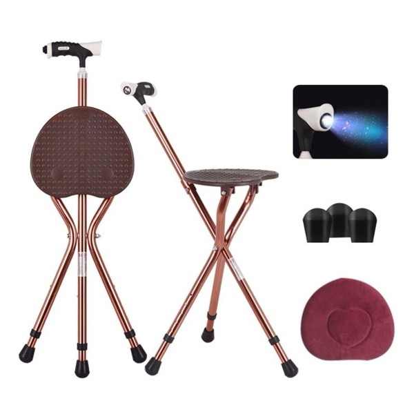 M-Gyg Adjustable Folding Cane with Seat Large Capacity Lightweight Crutch