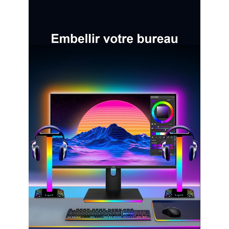 GIPOYENT Illuminated Gaming Headset Stand RGB with USB Port Illuminated