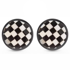 Black and White Checkerboard Round Knob – Premium Decorative Knobs for Cabinets & Drawers -Novelty Furniture Knobs and Pulls for DIY Hardware Crafts – Vanity, Dresser Hardware for Home Decor- Set of 2