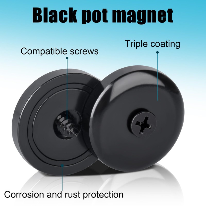 MIN CI 12Pack Black Magnets Strong 55lbs Force 25mm Neodymium