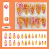 24pcs Flower Press on Nails Medium Almond Fake Nails with