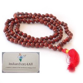 IS4A Raktachandana Red Chandan Sandalwood Mala 108 +1 Prayer Beads Rosary