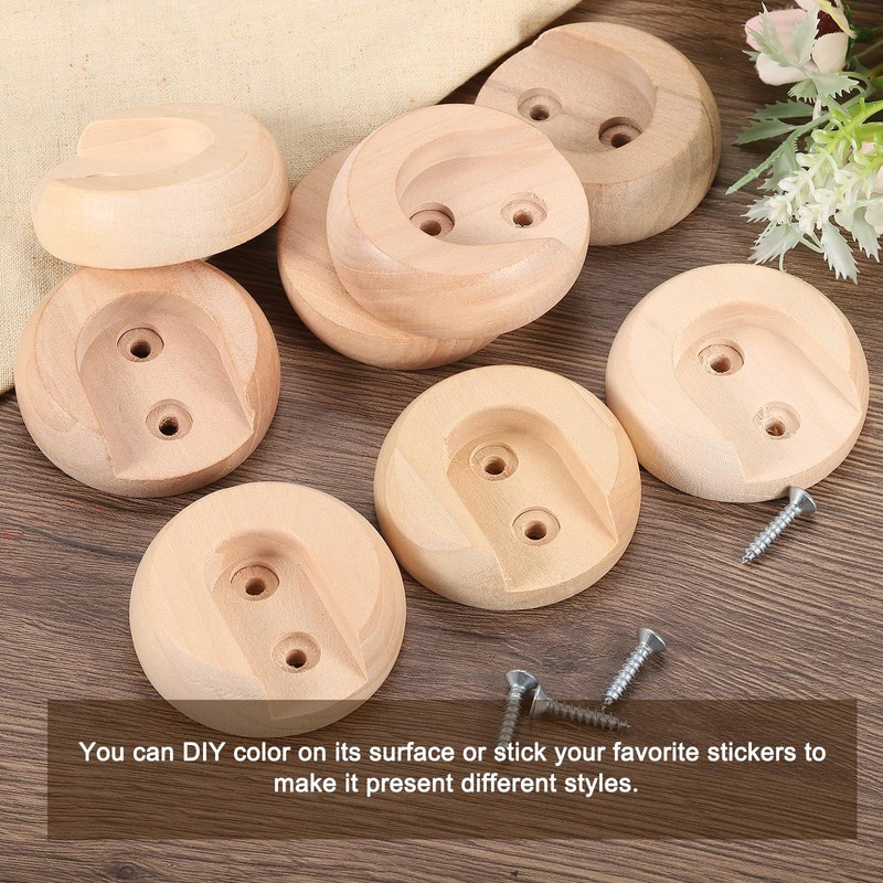 sourcing map 6Pcs Wooden Closet Rod Holders, Wardrobe Rod Brackets