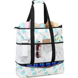 DSIUE Beach Bag with Cooler, Waterproof Sandproof Beach Tote Pool Bags for Women for Beach Vacation Essentials