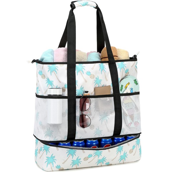 DSIUE Beach Bag with Cooler, Waterproof Sandproof Beach Tote Pool
