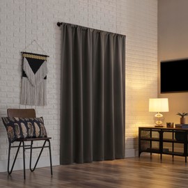 Sun Zero Bergen Theater Grade Extreme 100% Blackout Rod Pocket Curtain Panel, 40" x 84, Grey