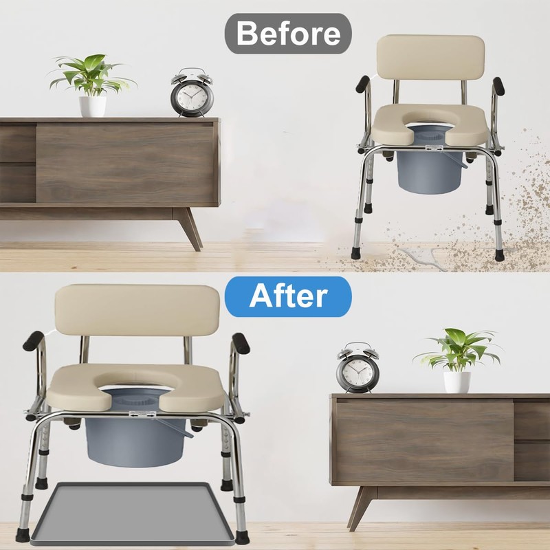 Bedside Commodes Mat Portable Bedside Toilet Mat with Raised Edge,