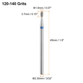 sourcing map 6pcs 120-140 Grits Diamond Grinding Bit 1.8mm Oval Head 2.35mm Shank 3.1.8mm Length Stone Sanding Drill Bits Rotary Tool for Ceramic Glass Nails Grinding Polishing