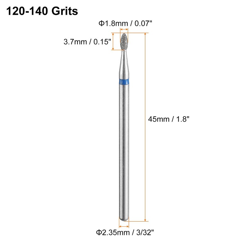 sourcing map 6pcs 120-140 Grits Diamond Grinding Bit 1.8mm Oval