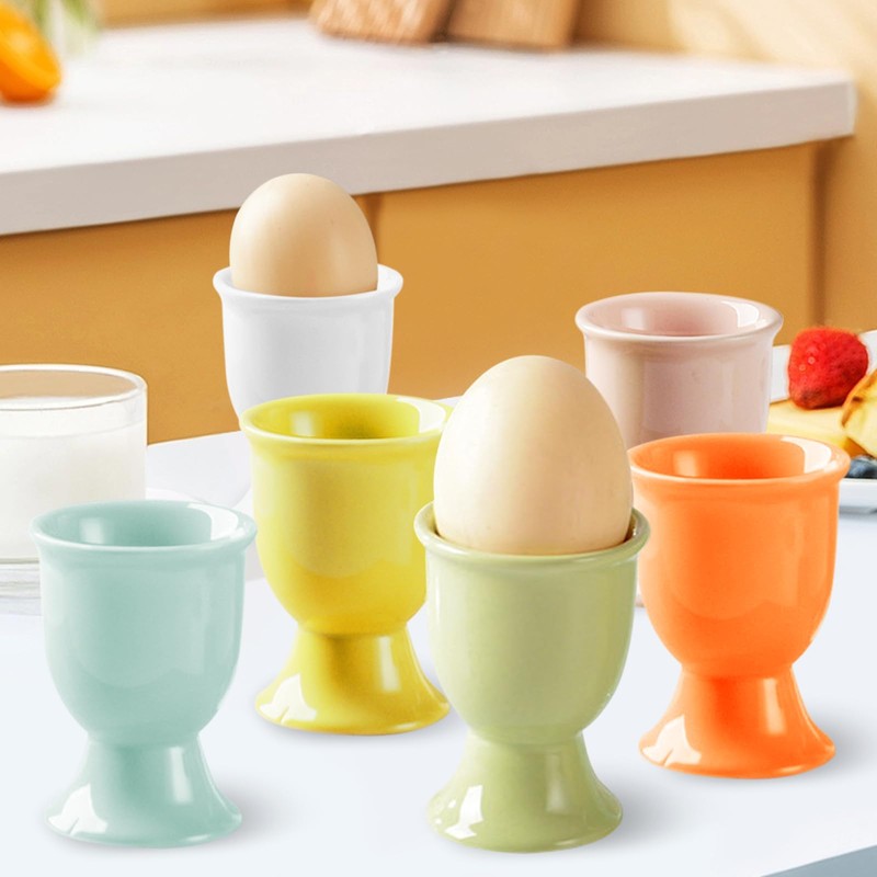 EEPLUYTY Pack of 6 Ceramic Egg Cups, Colourful Ceramic Egg