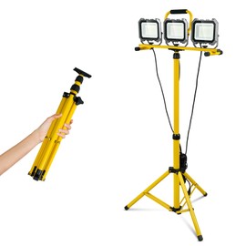 15000LM Work Lights with Stand, IP66 Waterproof 6000K LED Work Light with Foldable Tripod Stand, 3 Head Portable Work Light with Individual Switch for Indoor Outdoor Lighting