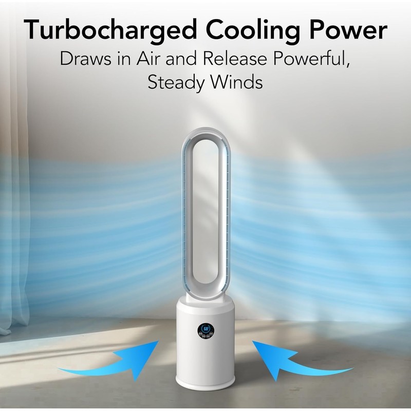 EZ-CHILL 40" Bladeless Tower Fan for Bedroom with Remote Control,