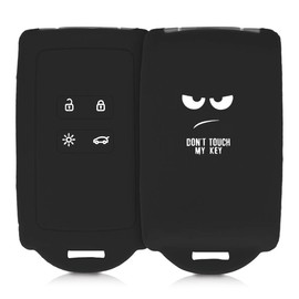 kwmobile Autoschlüssel Hülle kompatibel mit Renault 4-Tasten Smartkey Autoschlüssel (nur Keyless Go) - Silikon Schutzhülle Schlüsselhülle Cover Don't Touch My Key Weiß Schwarz